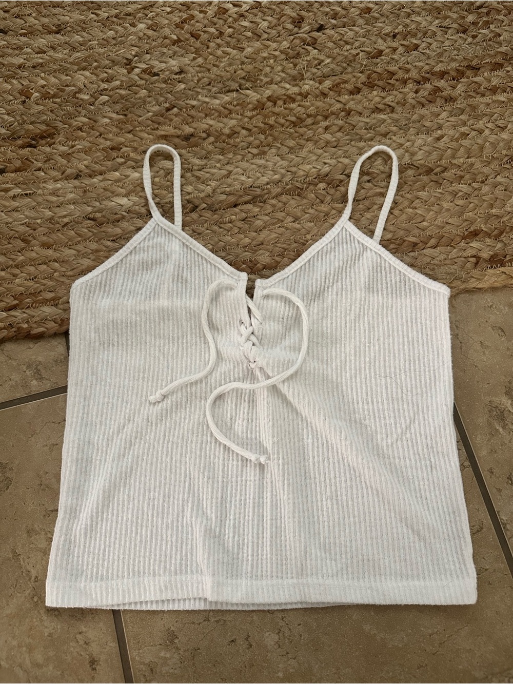 KNIT TIE FRONT TANK